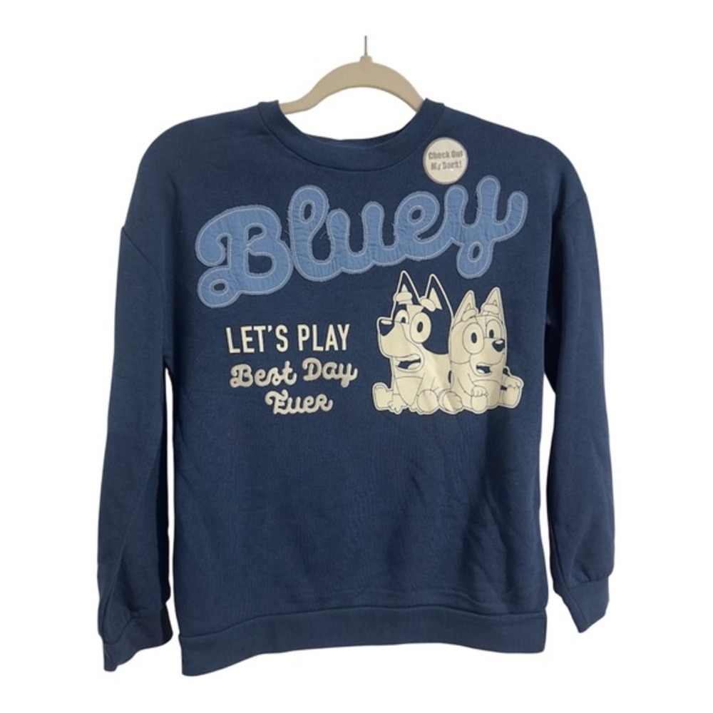 Bluey Bingo Kids Navy Blue Graphic Sweatshirt Best Day Ever L 10/12 FL254646EY